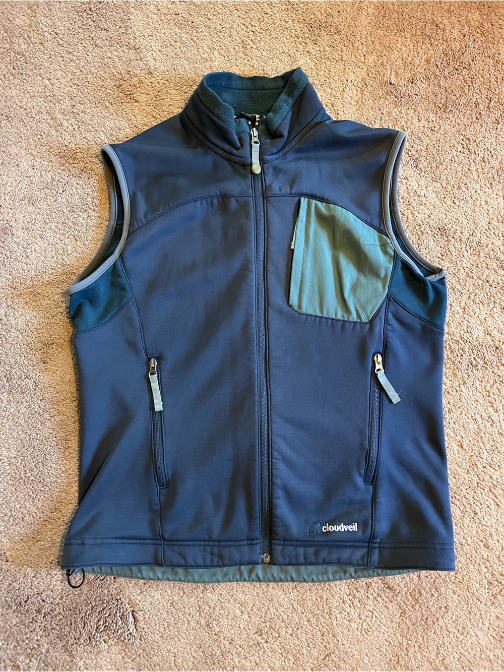 Cloudveil Navy Softshell Vest with Gray Chest Pocket